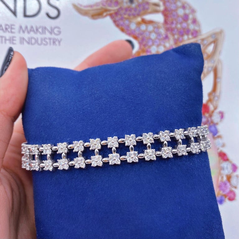 14k White Gold Diamond Bracelet For Sale at 1stDibs
