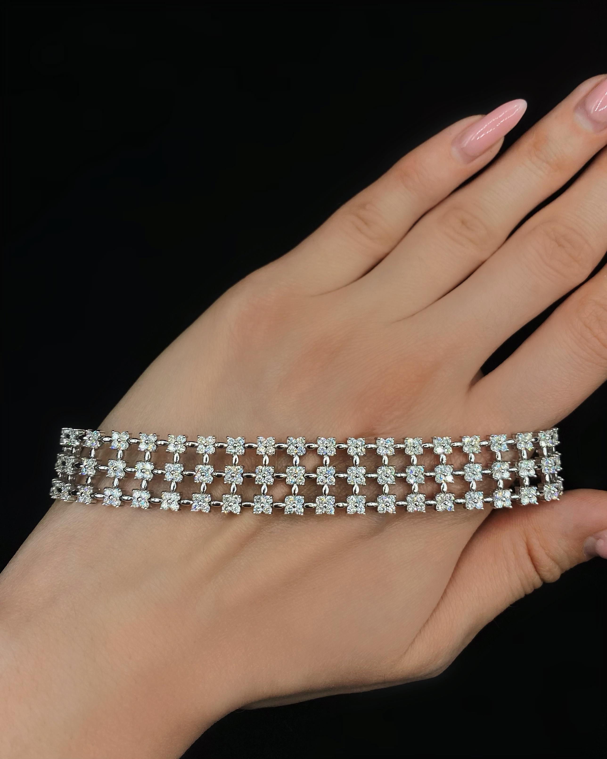 14k Weißgold-Diamant-Armband im Zustand „Hervorragend“ im Angebot in New York, NY