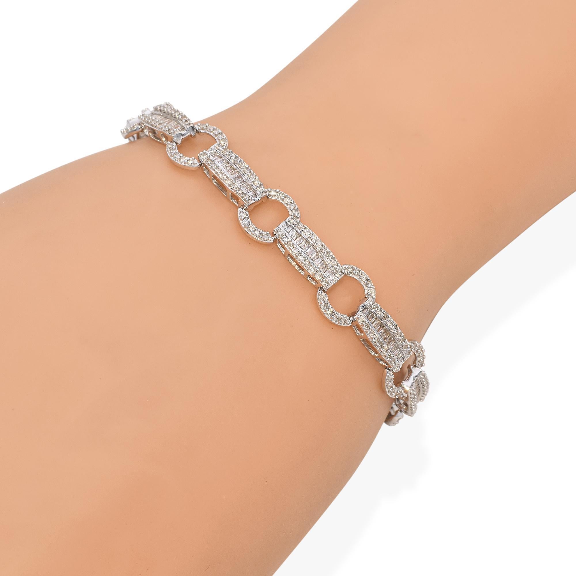 14k Weißgold-Diamant-Armband (Rundschliff) im Angebot