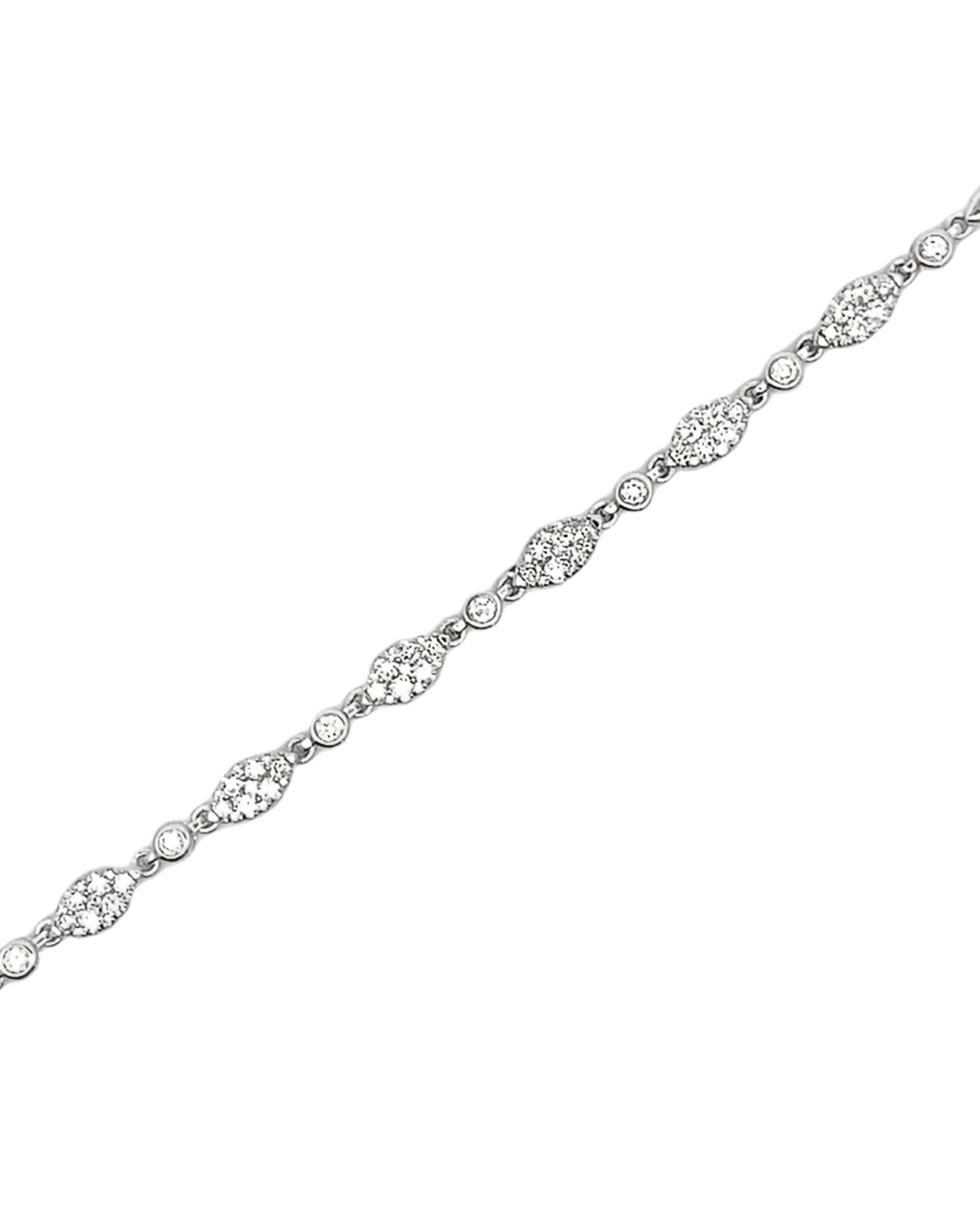 Contemporary 14K White Gold Diamond Bracelet with Double Safety Lock For Sale
