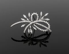 14K White Gold Diamond Brooch