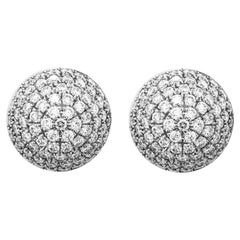 14K White Gold Diamond Bubble Stud Earrings