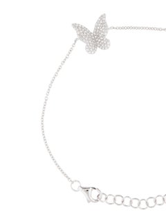 14K White Gold Diamond Butterfly Chain Bracelet for Her