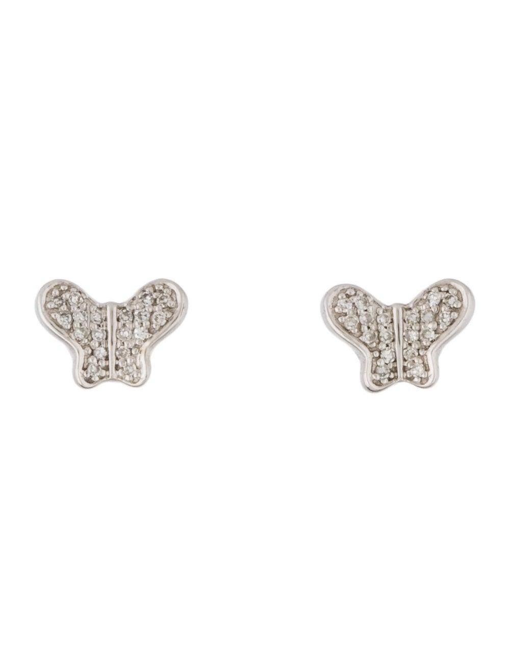 Diamond Butterfly Earrings : Crafted of real 14k gold, these popular butterfly earrings feature natural white sparkling diamonds approximately 0.10 ct. Certified diamonds. Diamond Color & Clarity GH-SI1 Measures approximately 1/2 Inch. Secured with