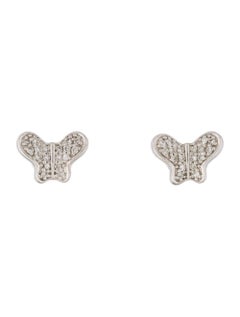 14K White Gold Diamond Butterfly Stud Earrings for Her