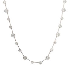 14k White Gold Diamond By-The-Yard Bezel Necklace