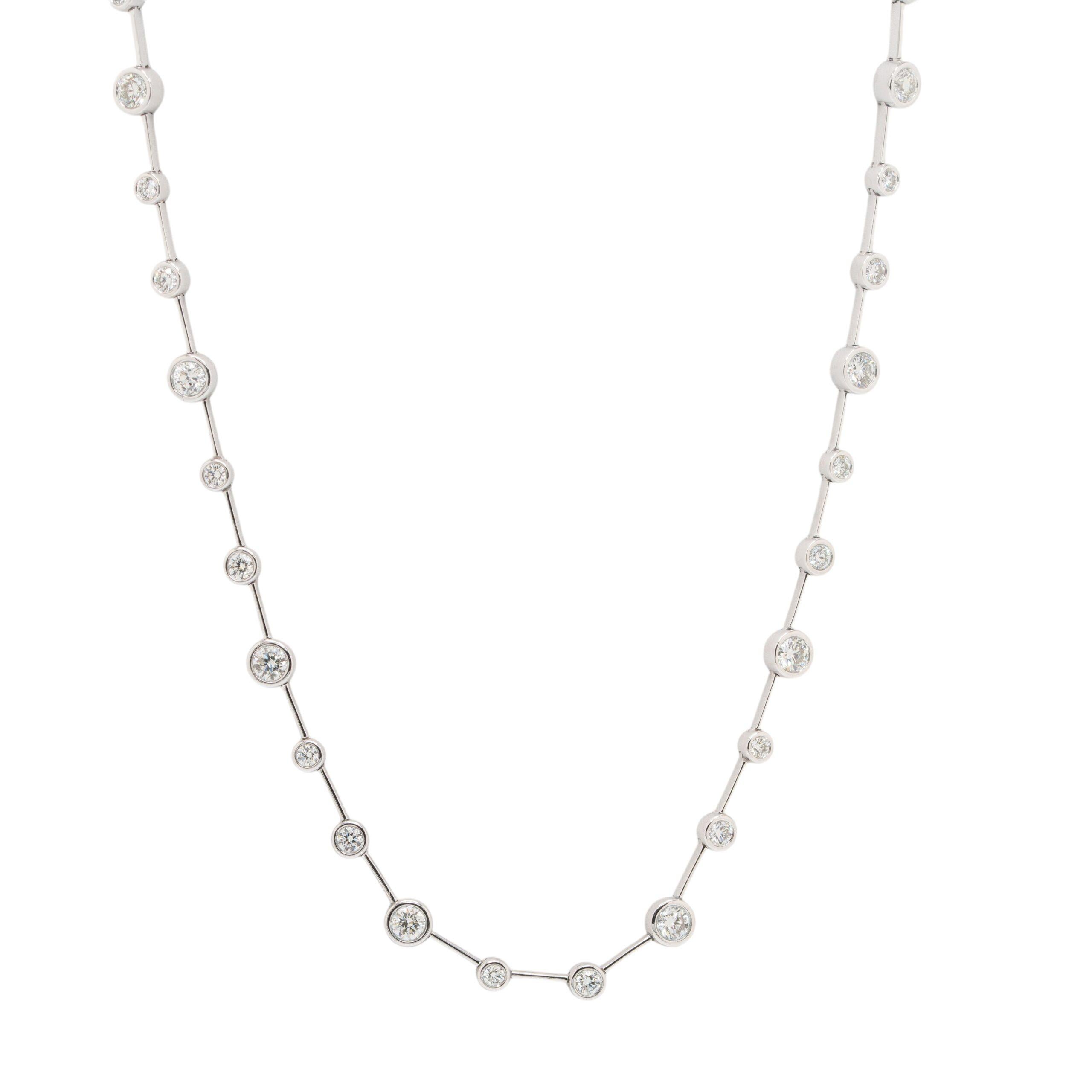 Taglio rotondo Collana con diamanti By-The-Yard in oro bianco 14k in vendita