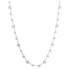 14k White Gold Diamond By-The-Yard Bezel Necklace