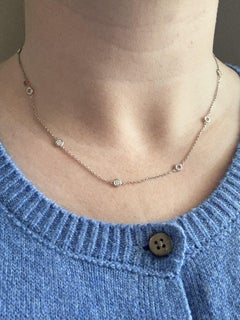 14K White Gold Diamond By The Yard Necklace 1.0 Carats