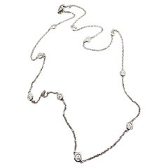 14K White Gold Diamond By The Yard Necklace 1.0 Carats