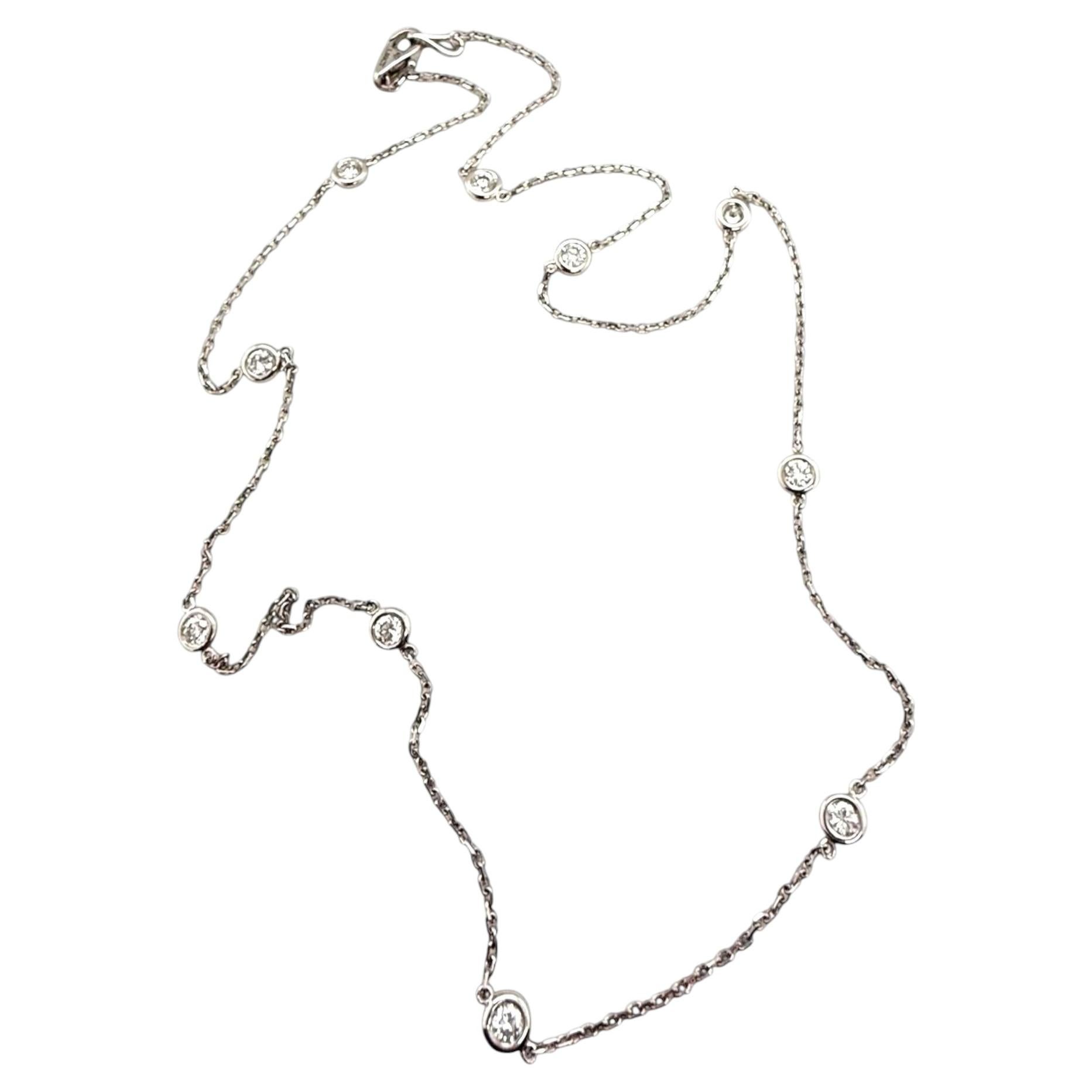 14K White Gold Diamond By The Yard Necklace 1.0 Carats