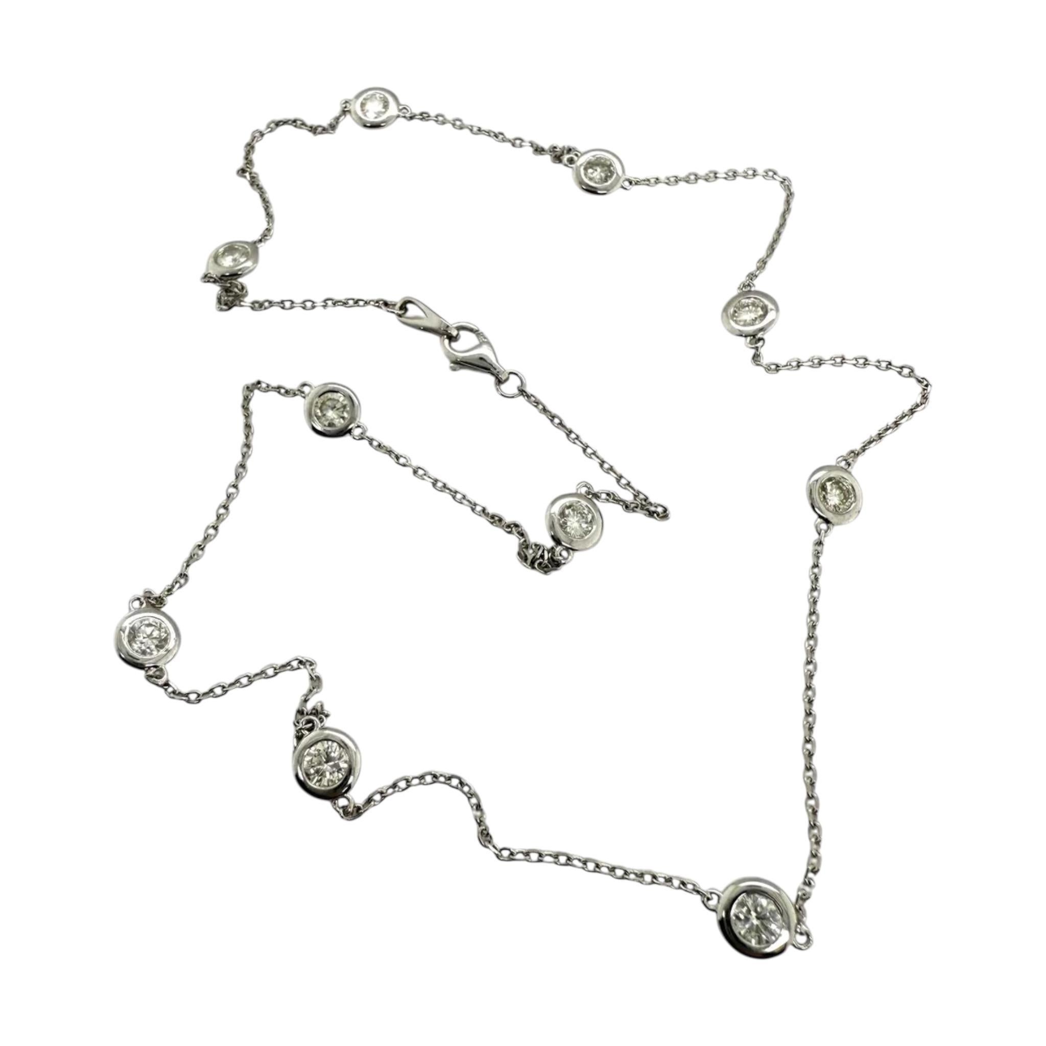 Brilliant Cut 14K White Gold Diamond By The Yard Necklace 1.5 Carats For Sale