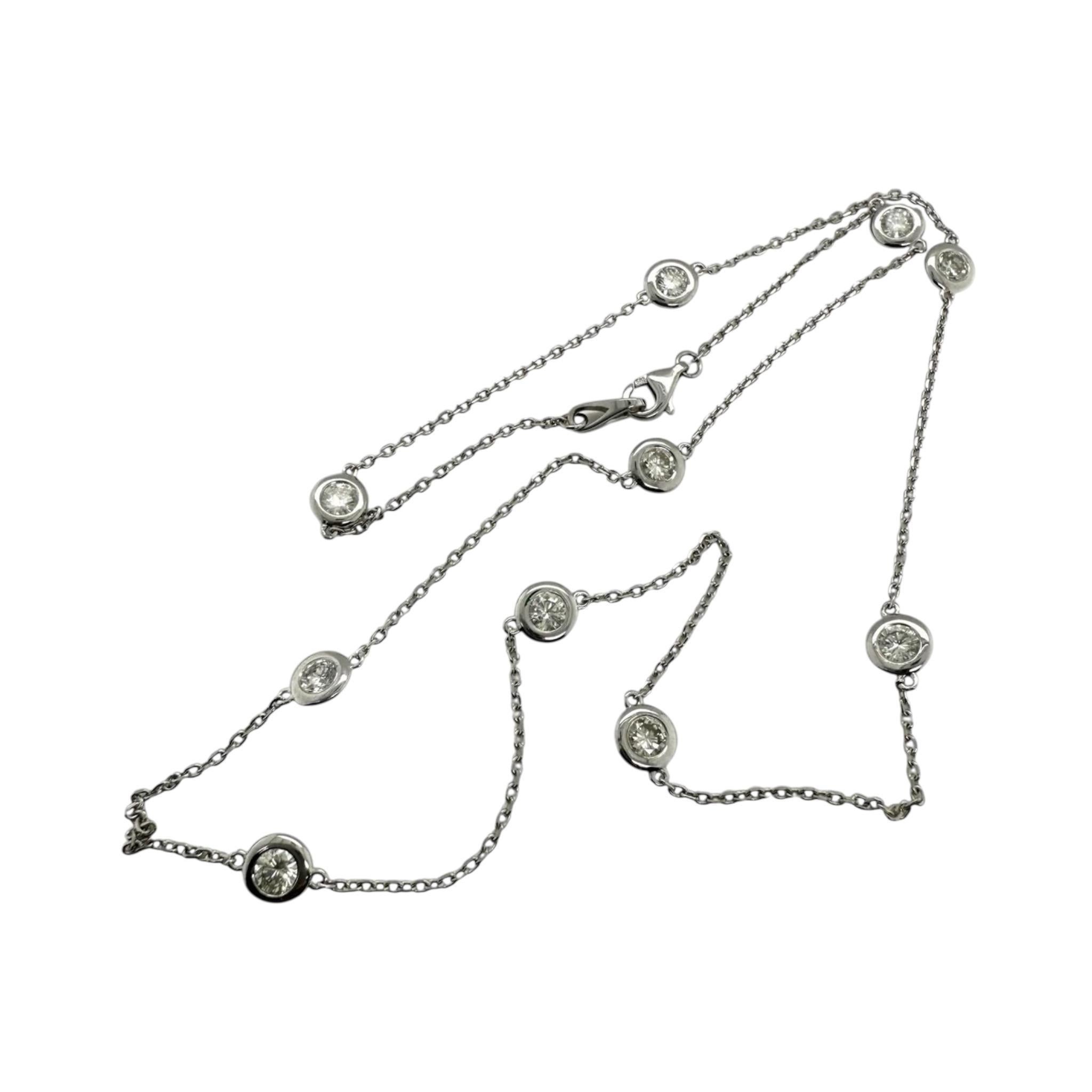 14K White Gold Diamond By The Yard Necklace 1.5 Carats In New Condition For Sale In Montgomery, AL