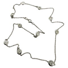 14K White Gold Diamond By The Yard Necklace 1.5 Carats