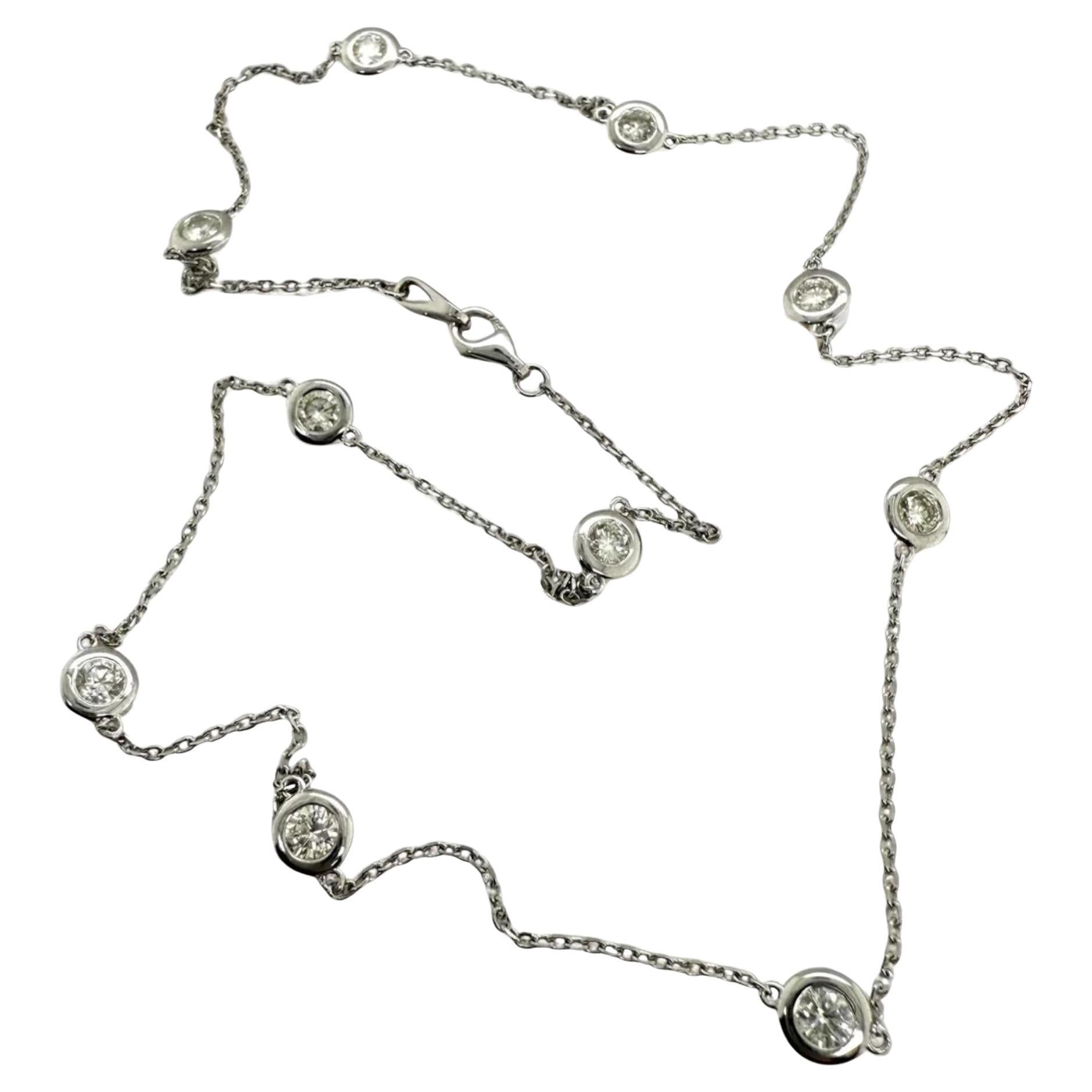 14K White Gold Diamond By The Yard Necklace 1.5 Carats For Sale