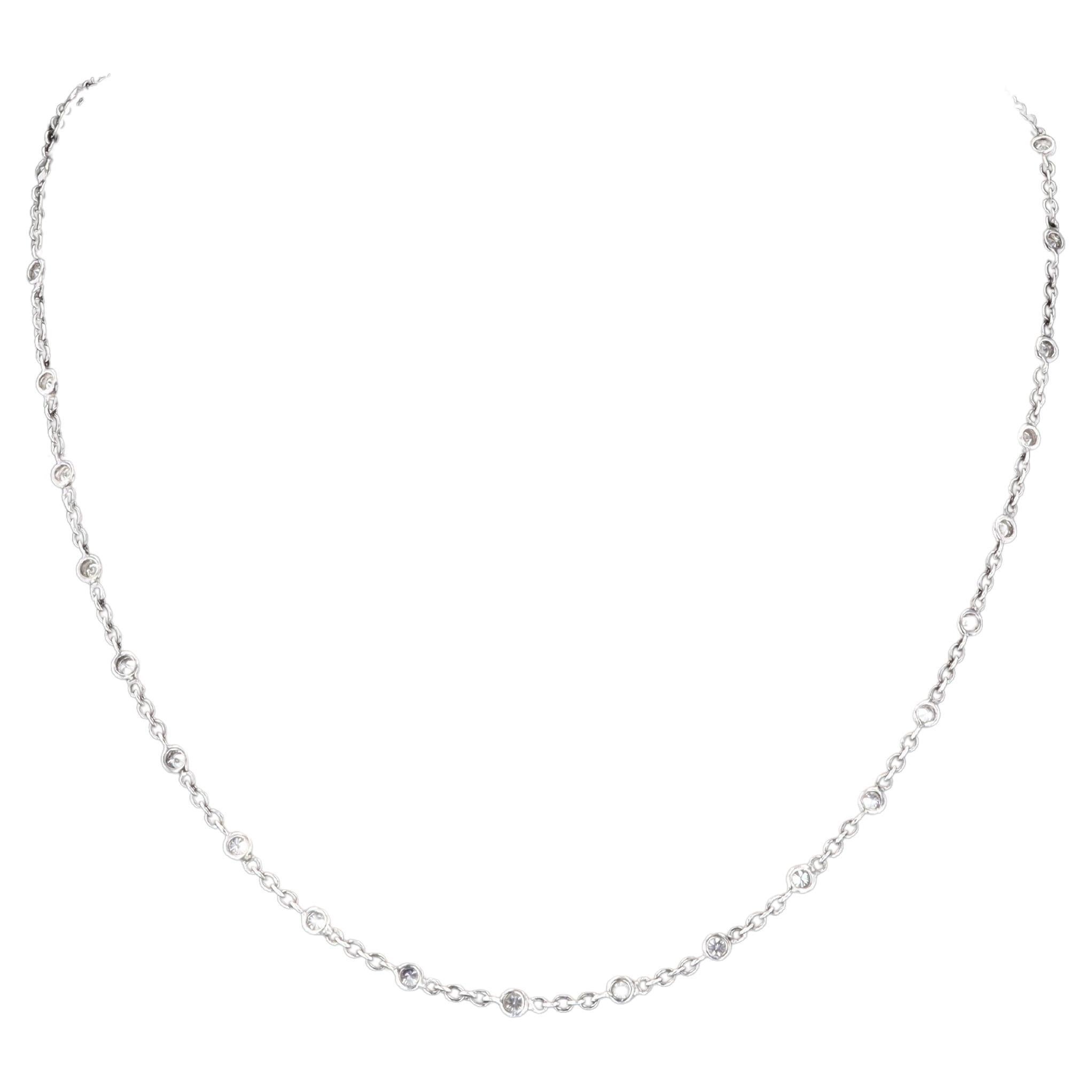 14k White Gold Diamond by the Yard 25" Necklace For Sale at 1stDibs
