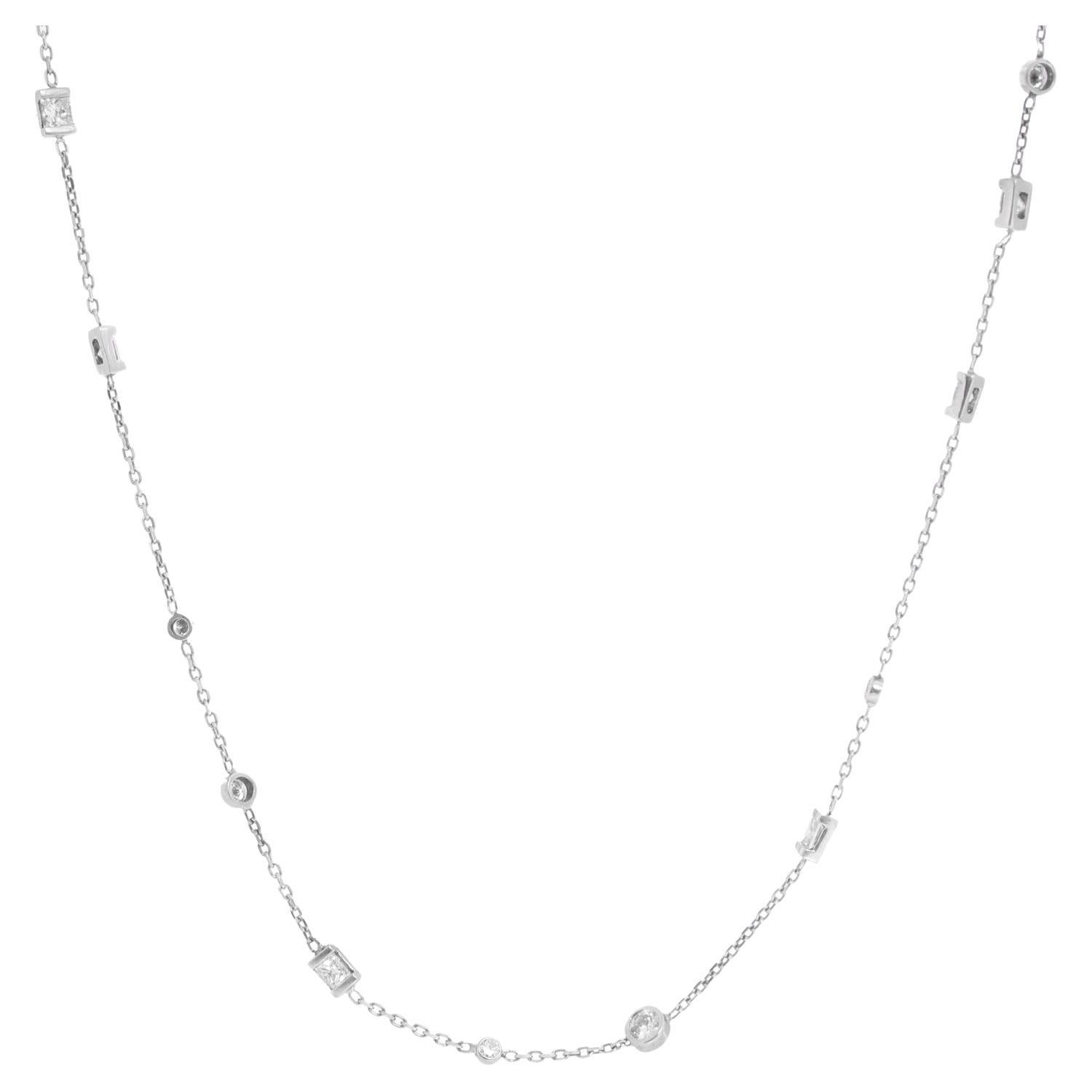 14k White Gold Diamond by the Yard Necklace