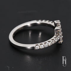 14k White Gold & Diamond Bypass Ring - Size 6.5