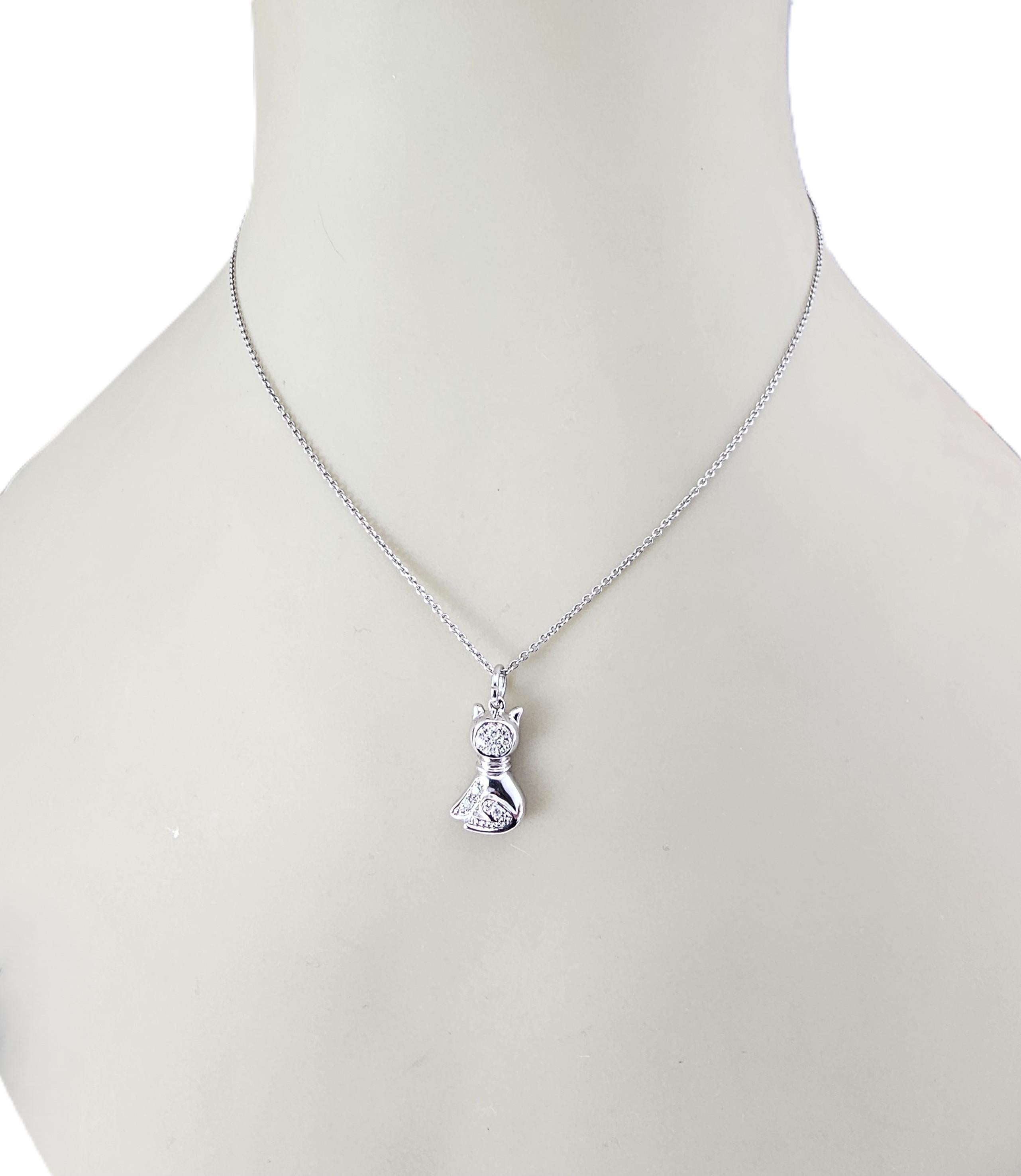 Breloque/pendentif chat en or blanc 14K avec diamant #23866 en vente 1