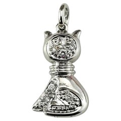 Ciondolo/Gatto con diamante in oro bianco 14K #23866