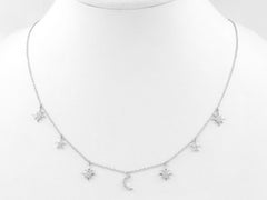 Collier à breloques en or blanc 14K avec diamants et rayonnement céleste