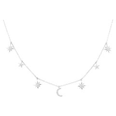 Collier à breloques en or blanc 14K avec diamants et rayonnement céleste