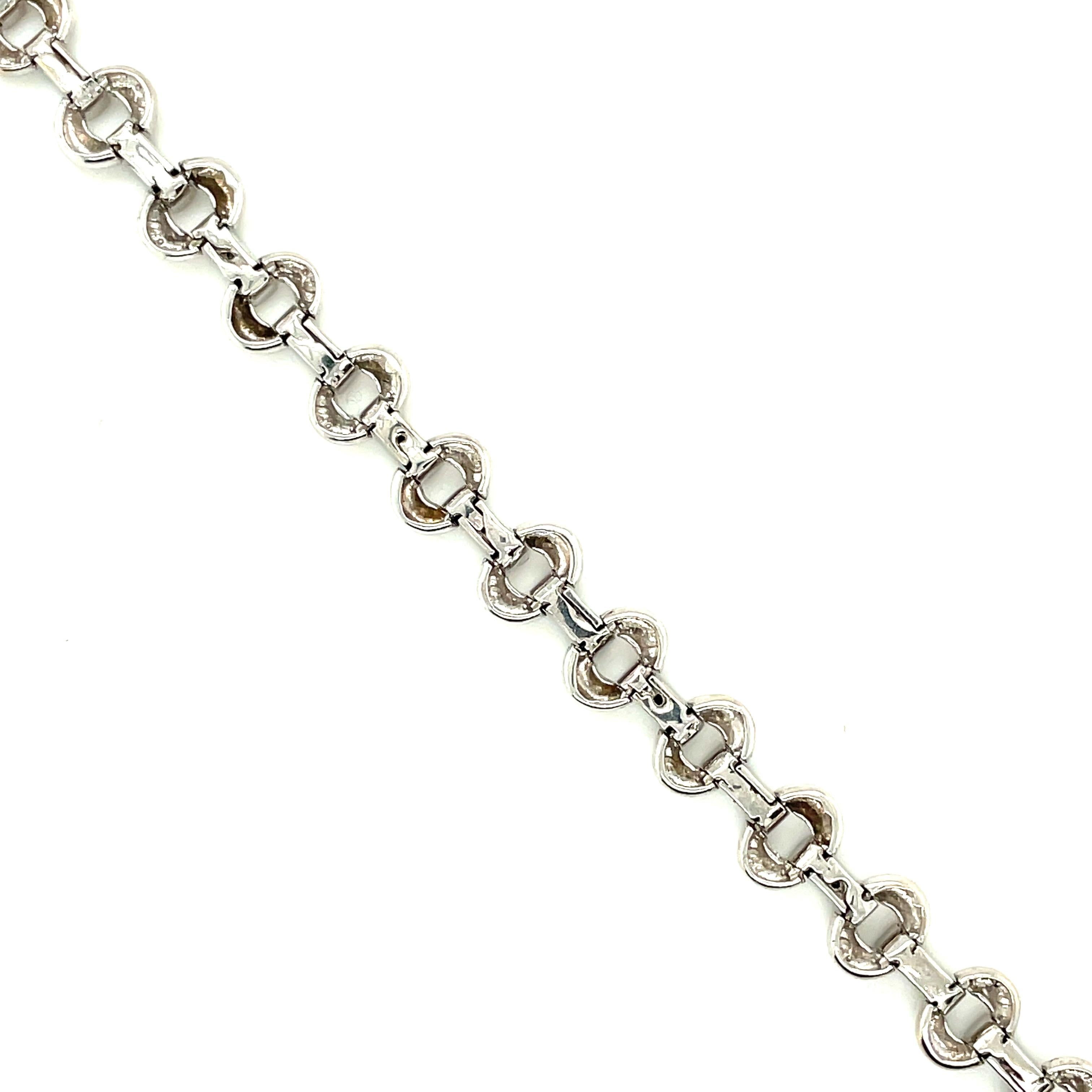 Round Cut 14K White Gold Diamond Chain Bracelet For Sale