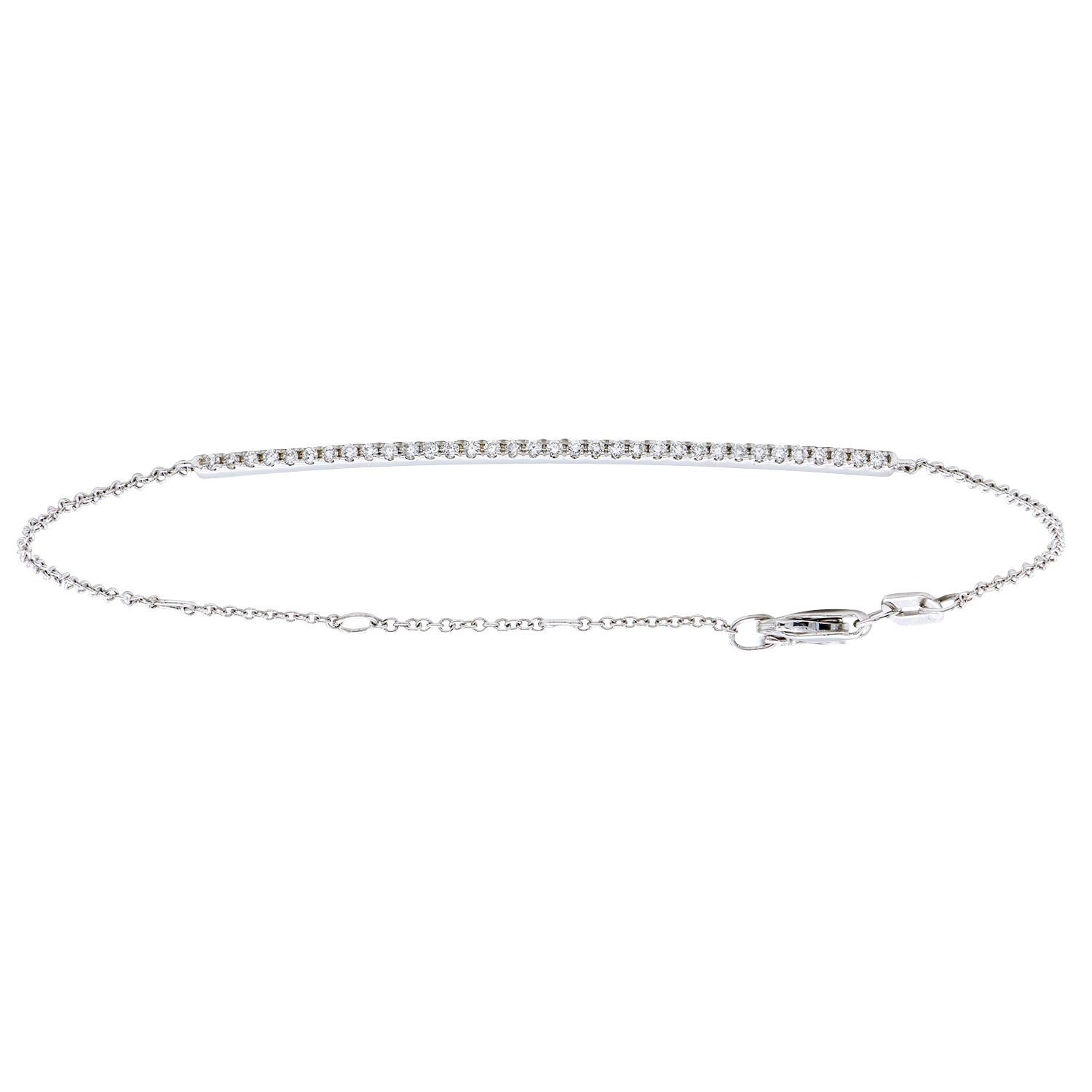 14K White Gold Diamond Chain Bracelet For Sale