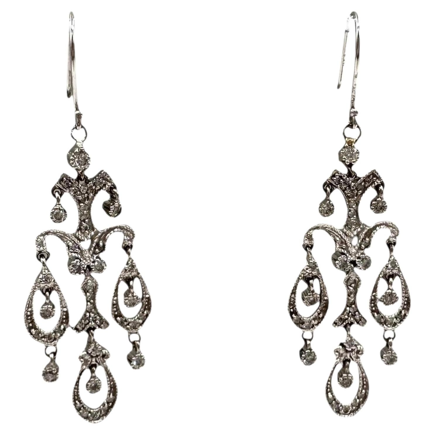 Orecchini pendenti con diamanti in oro bianco 14K 0,45ct HI SI