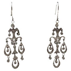 Orecchini pendenti con diamanti in oro bianco 14K 0,45ct HI SI
