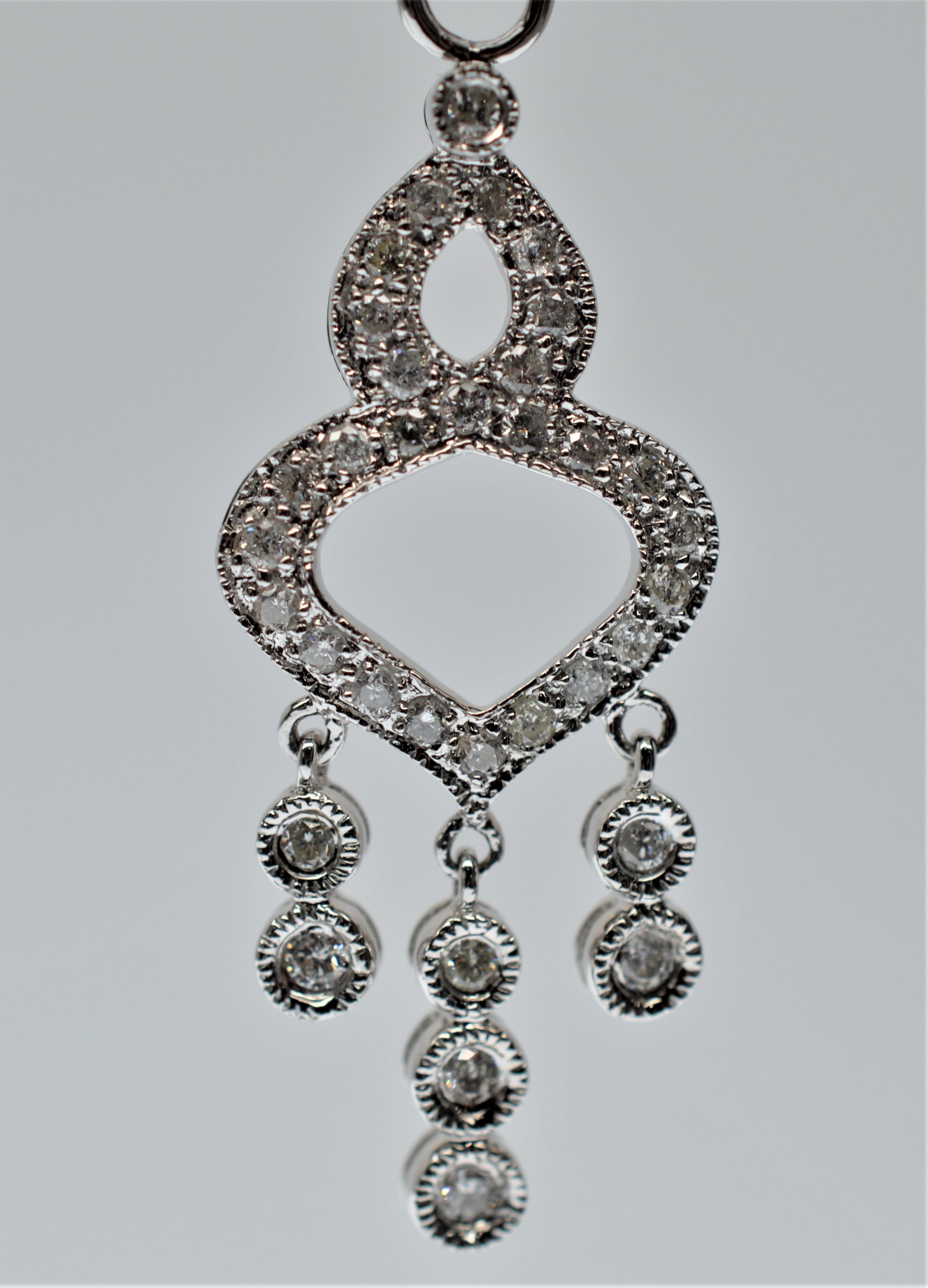 Modern 14K White Gold & Diamond Chandelier Earrings