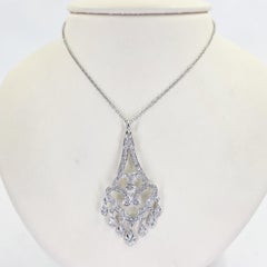 14K White Gold Chandelier Necklace with 68 Diamonds, 0.34 Carats