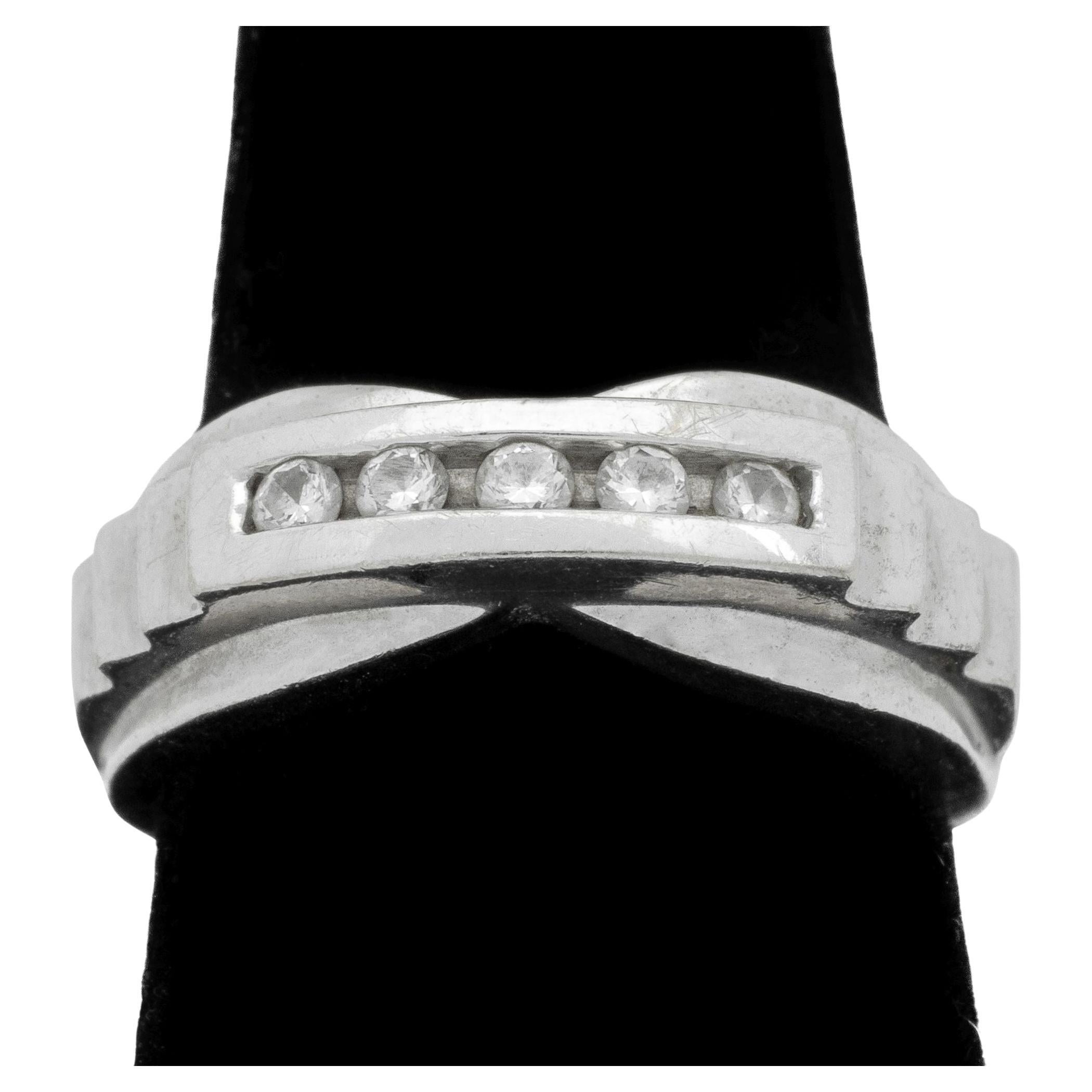 14K White Gold Diamond Channel Ring in vendita