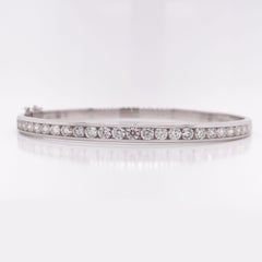 14K White Gold Diamond Channel Set Bangle 4.5mm