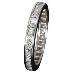14k White Gold Diamond Channel Set Eternity Wedding Band - Size 5.5