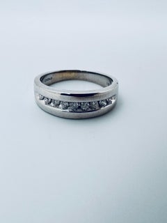 14K White Gold Channel-Set Diamond Half Eternity Band, 0.66 Carats