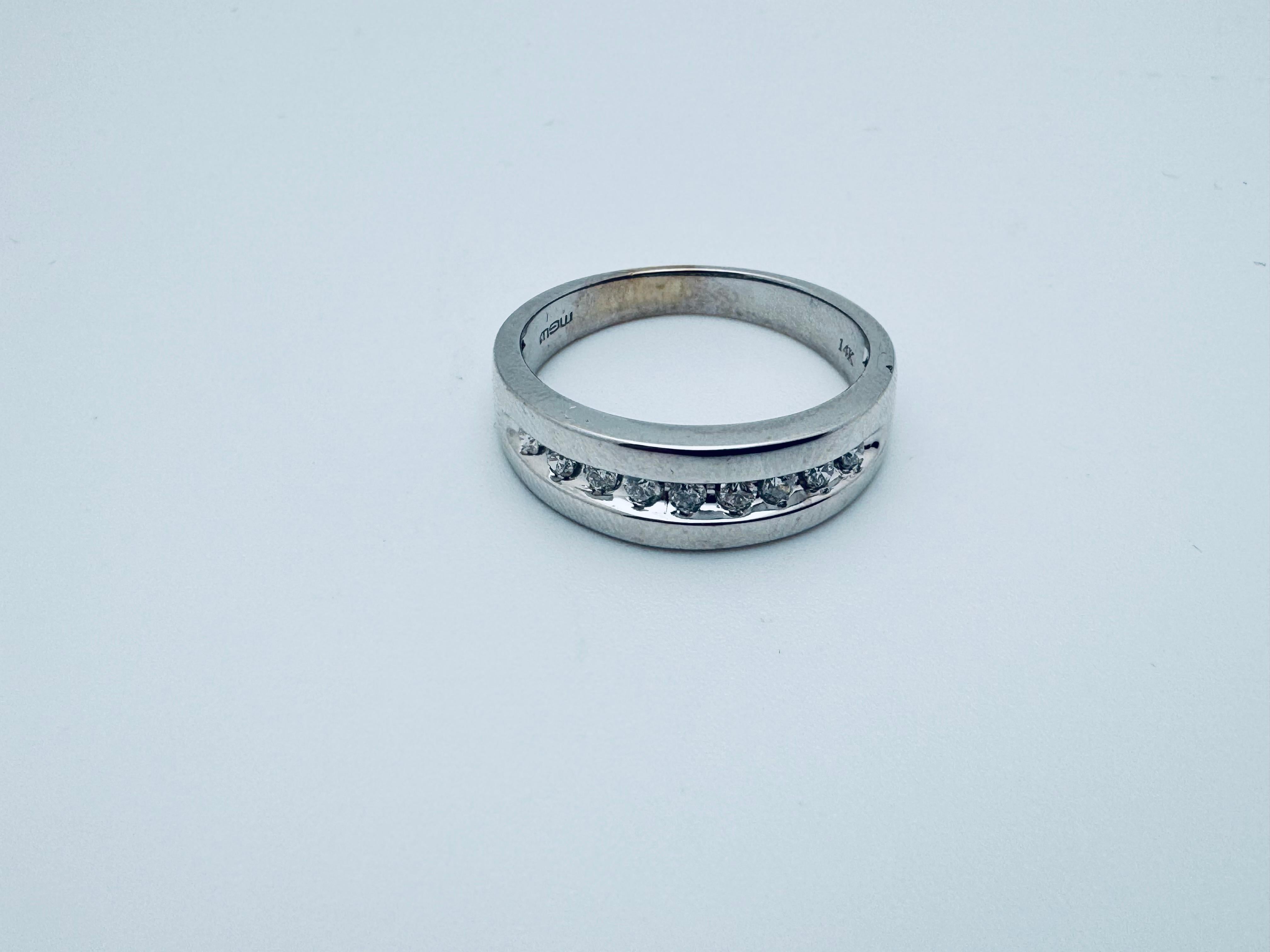 14K Weißgold Diamant-Kanal-Set halbe Ewigkeit Band (Art déco) im Angebot