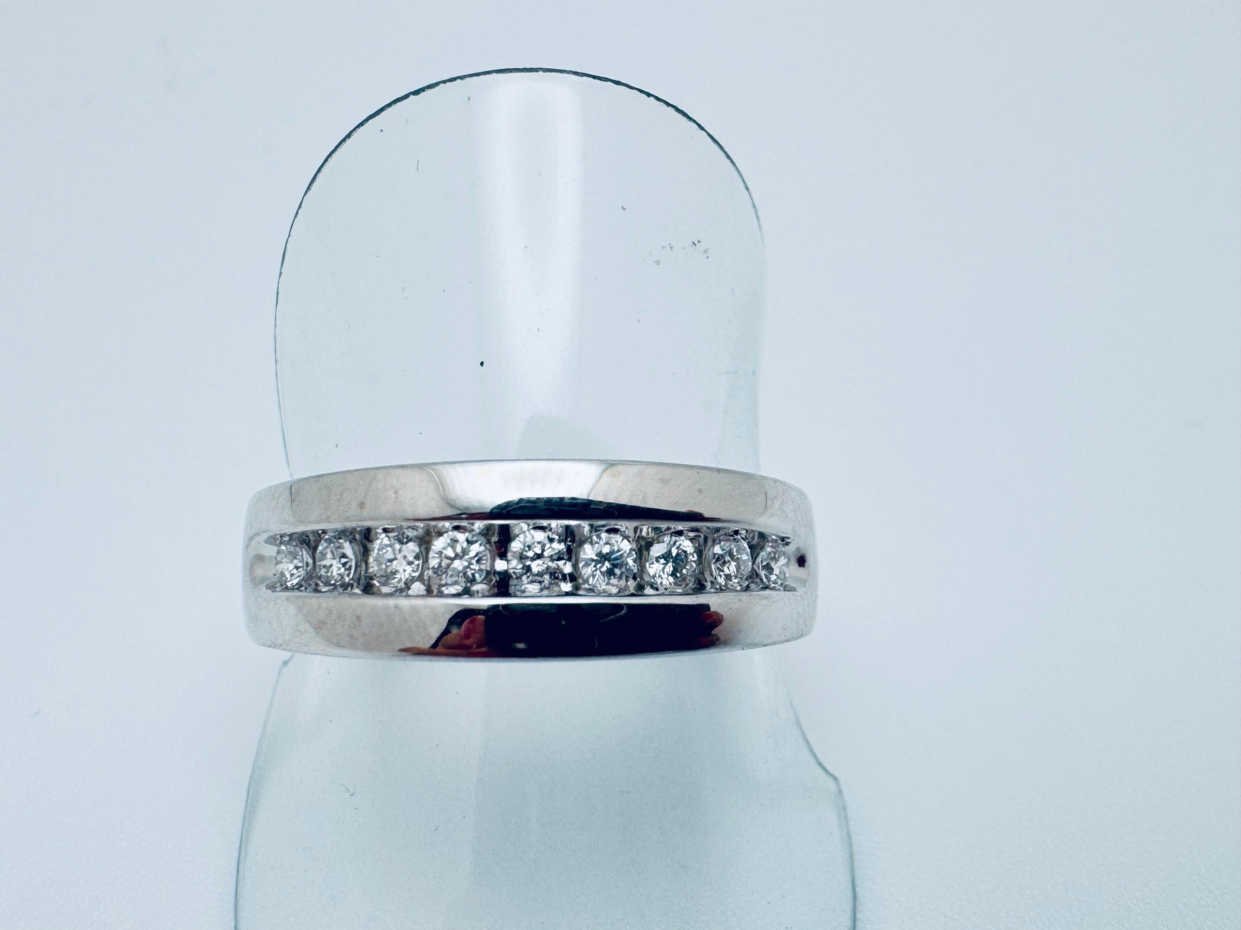 14K Weißgold Diamant-Kanal-Set halbe Ewigkeit Band Herren im Angebot