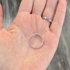 14k White Gold Diamond Circle Pendant