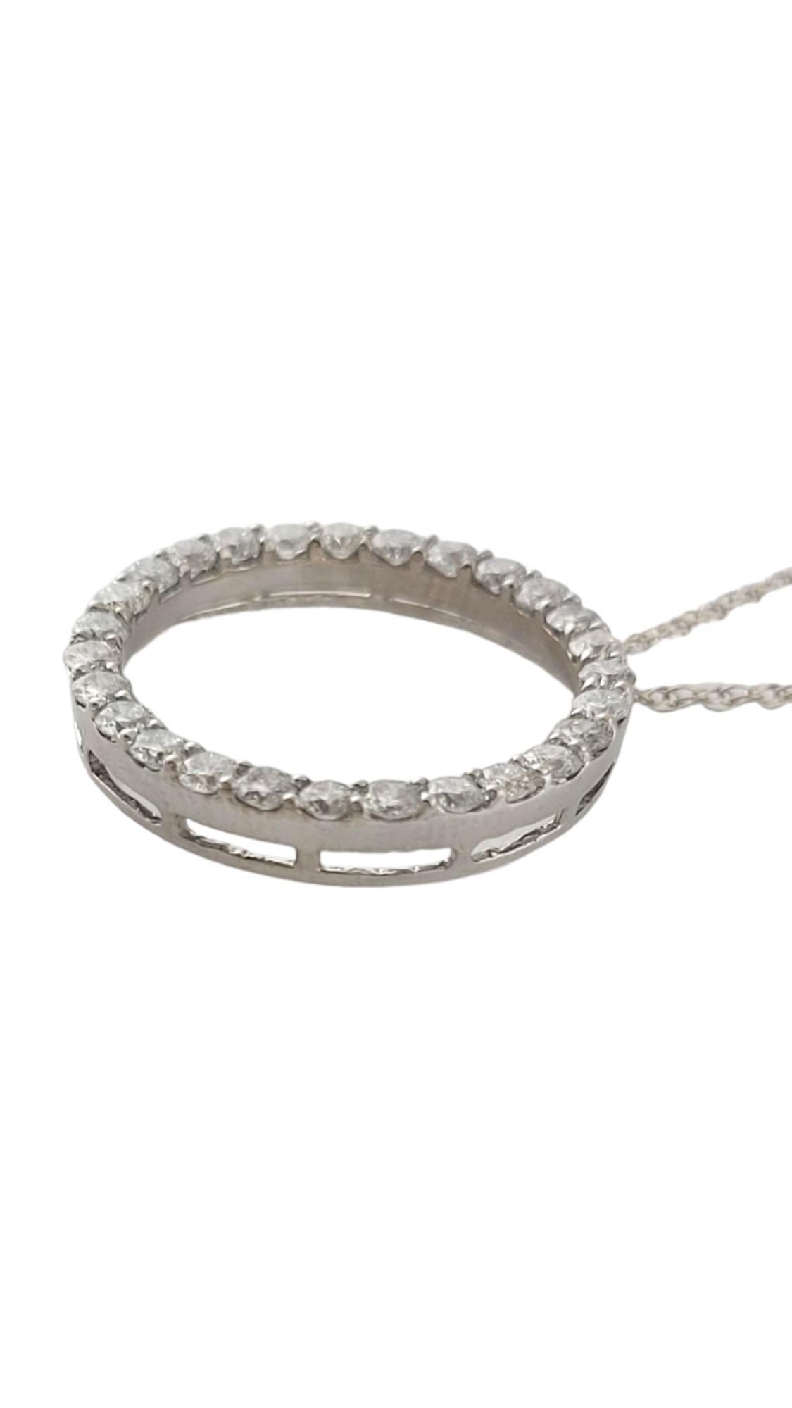 Brilliant Cut 14K White Gold Diamond Circle Pendant Necklace #16298