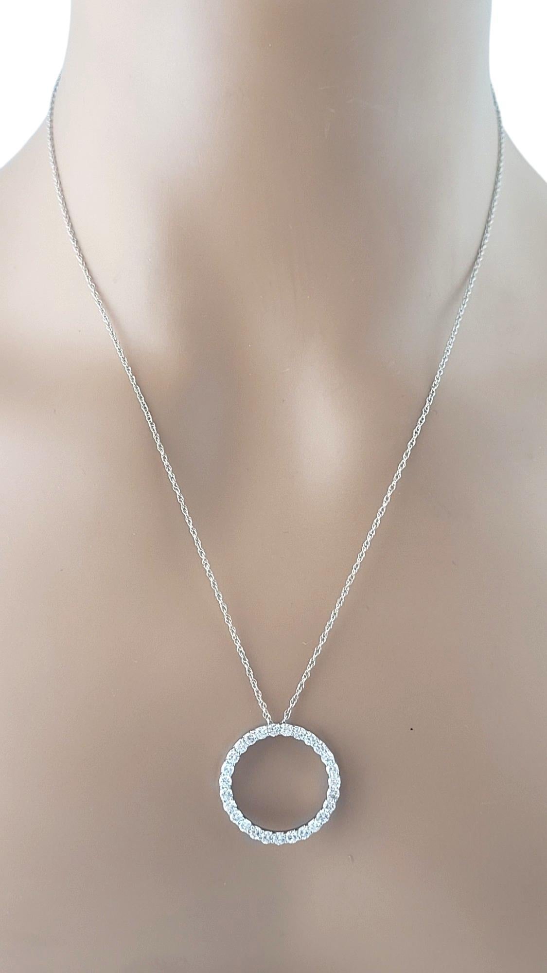 14K White Gold Diamond Circle Pendant Necklace #16298 3