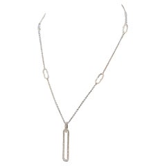 14k Weißgold Diamant-Halskette mit Clip-Tropfen