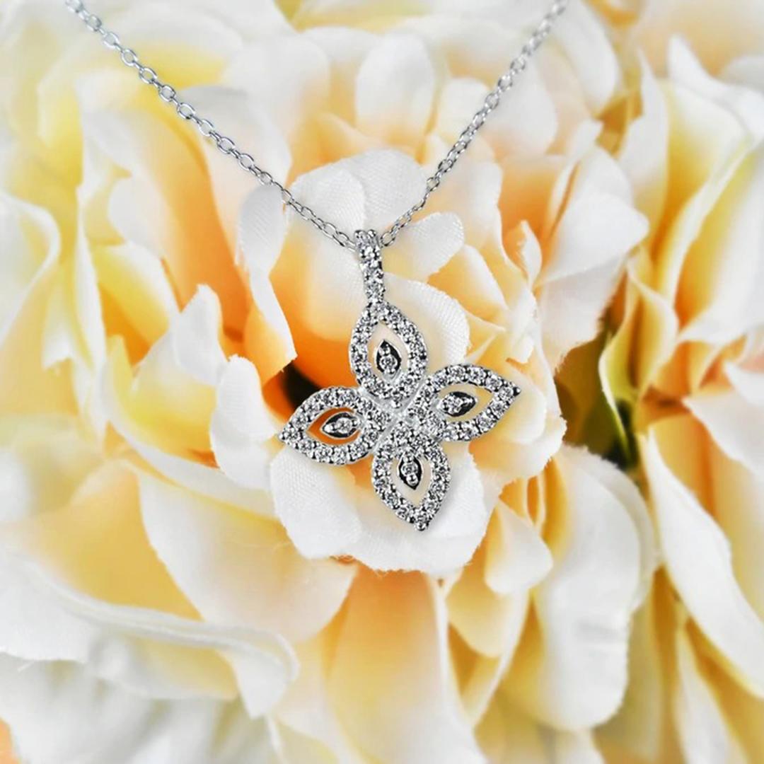 Diamond Clover Necklace is made of 14k solid gold available in three colors, White Gold / Rose Gold / Yellow Gold.

Lightweight and gorgeous natural genuine round cut diamond. Each diamond is hand selected by me to ensure quality and set by a master