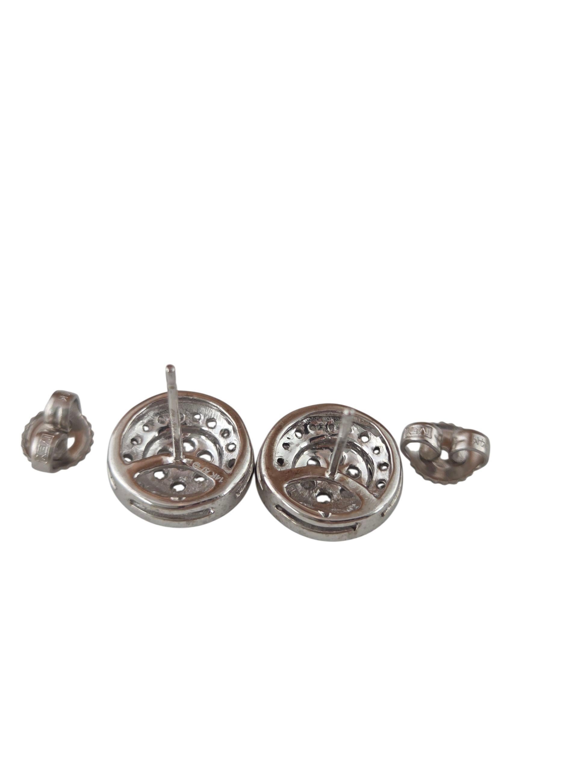 14K Weißgold Diamant Cluster Kreis Ohrringe #23707 (Brillantschliff) im Angebot