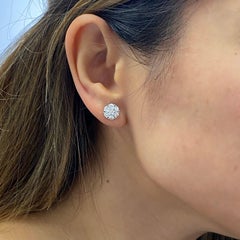 14k White Gold Diamond Cluster Earrings 1.22cts