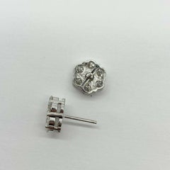 14k White Gold Diamond Cluster Earrings Weighing 2.10 Carats