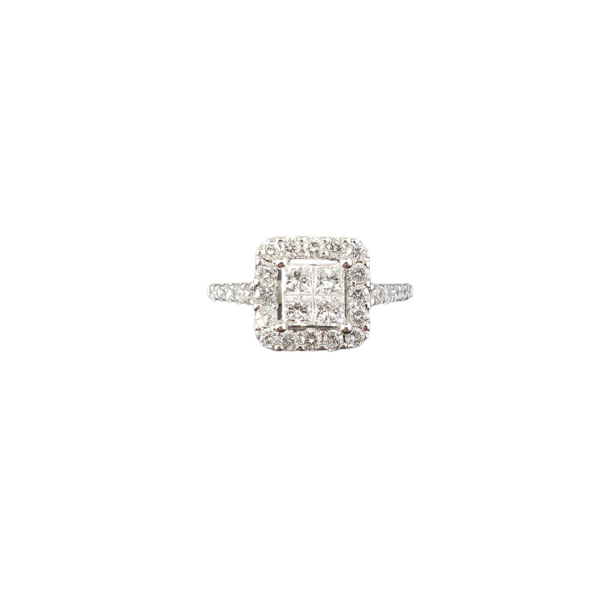 14K White Gold Diamond Cluster Engagement Ring Size 5.5-5.75 #16338