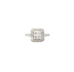 14K White Gold Diamond Cluster Engagement Ring Size 5.5-5.75 #16338