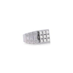 14K White Gold Diamond Cluster Mens Watch Link Style Ring