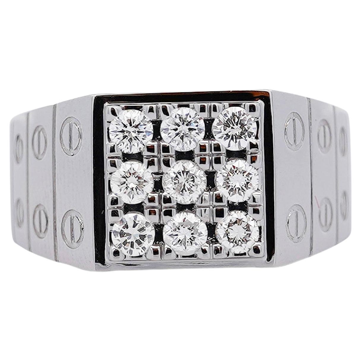 Anello in oro bianco 14K con diamante a grappolo per orologio da uomo A Link in vendita